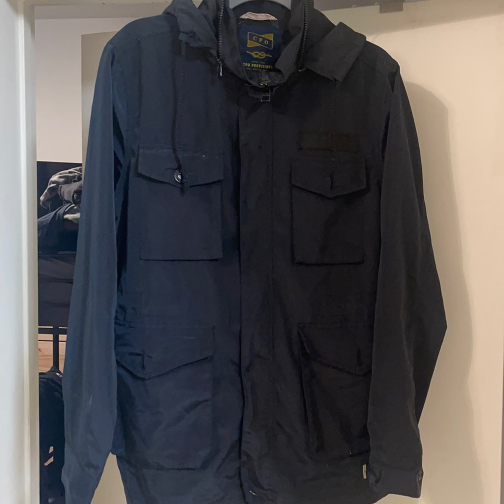 CPO Provisions Navy Blue water resistant jacket with Hood size large
